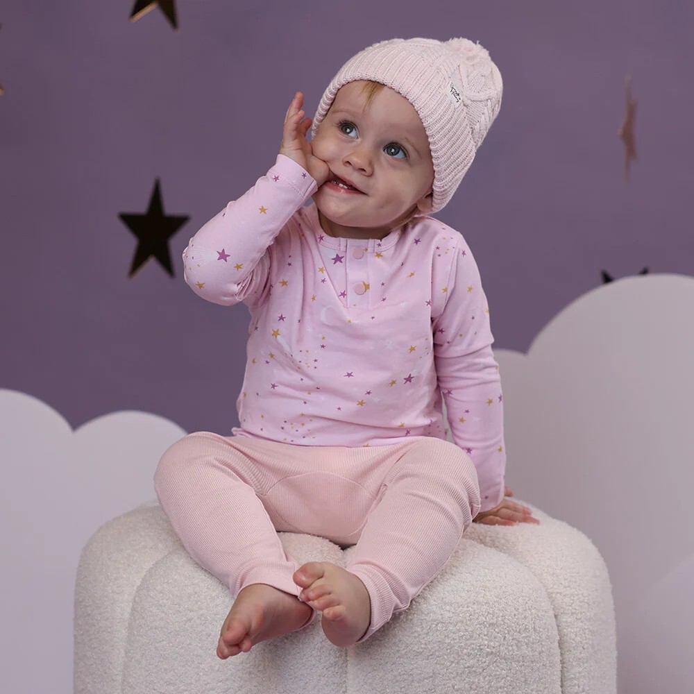 Baby Pink Organic Pants with Frill Baby Pink Organic Pants with Frill