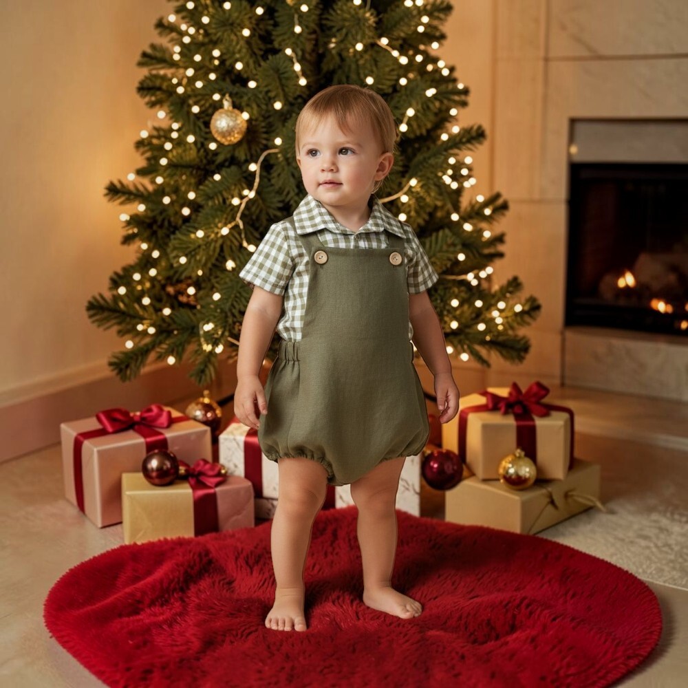 Khaki Linen Retro Romper Khaki Linen Retro Romper