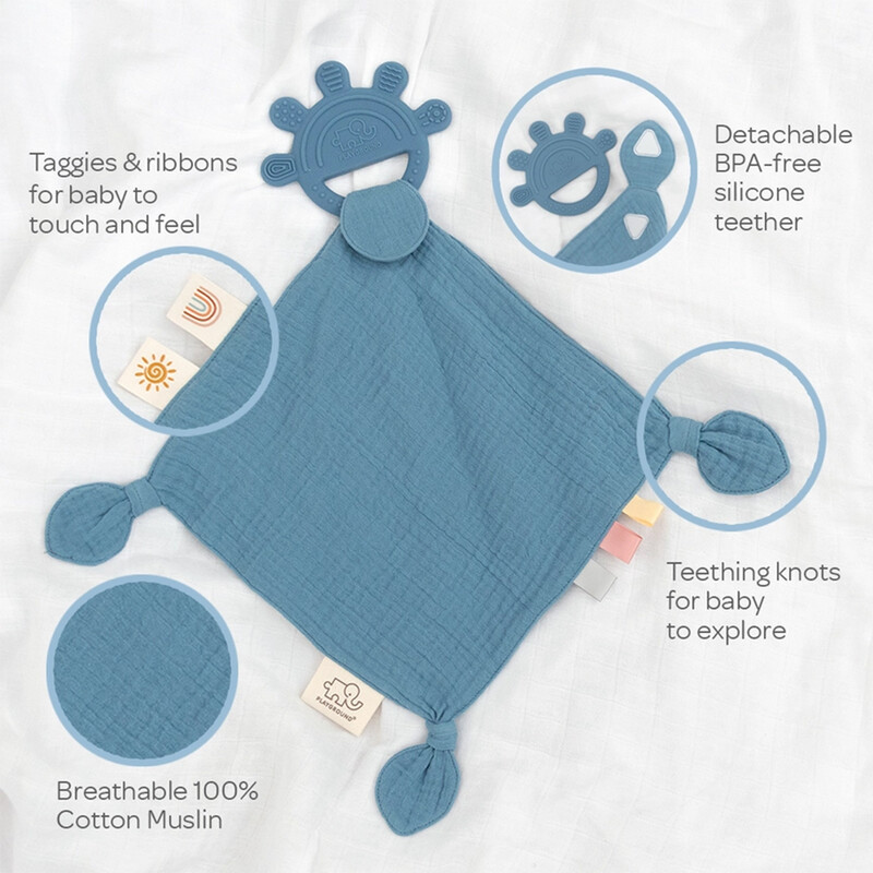 Muslin Comfort Teether Steel Blue