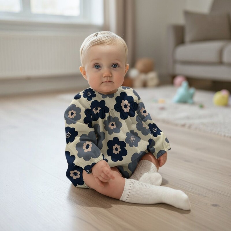 Navy Floral Romper