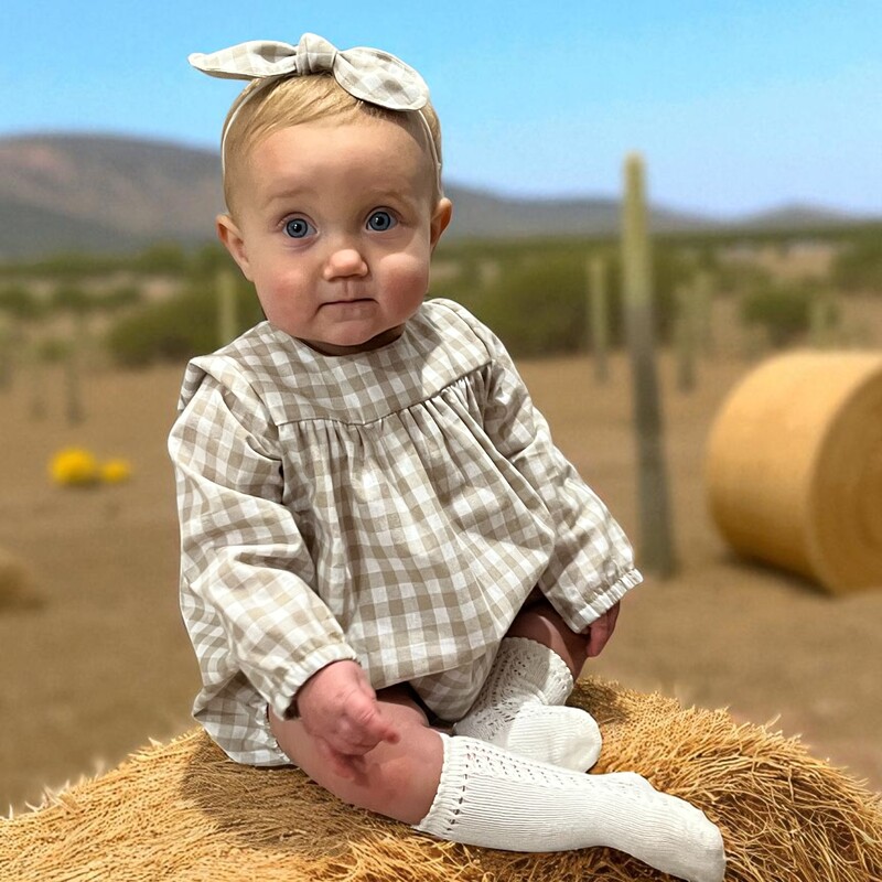 Oatmeal Gingham Romper