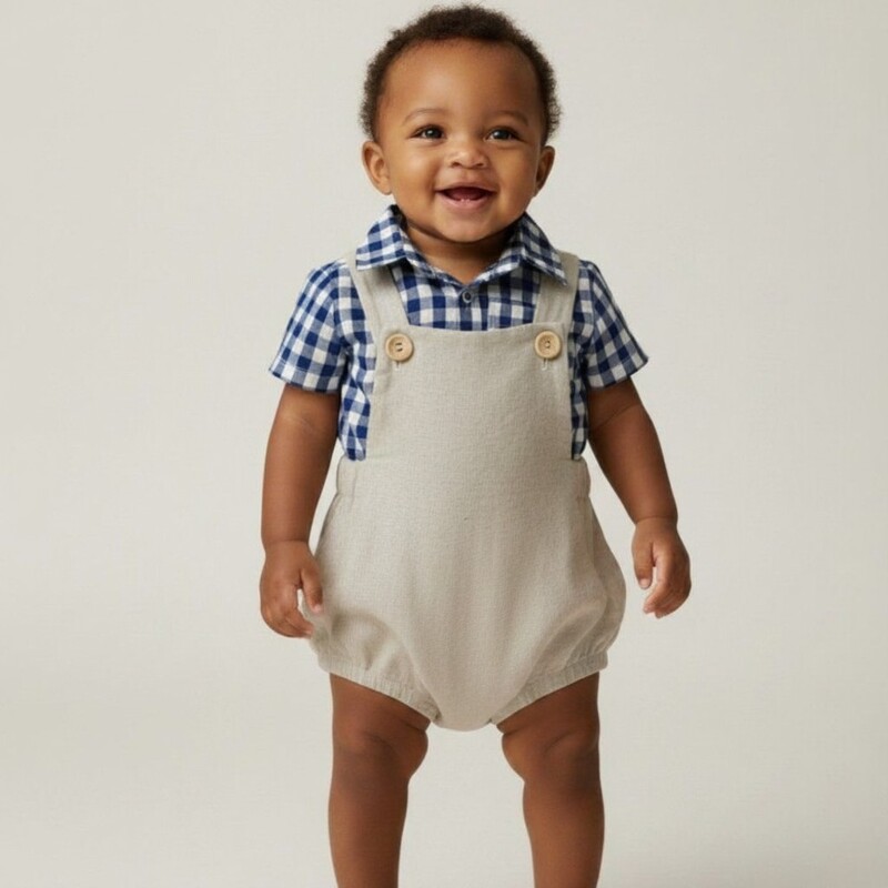 Oatmeal Retro Romper