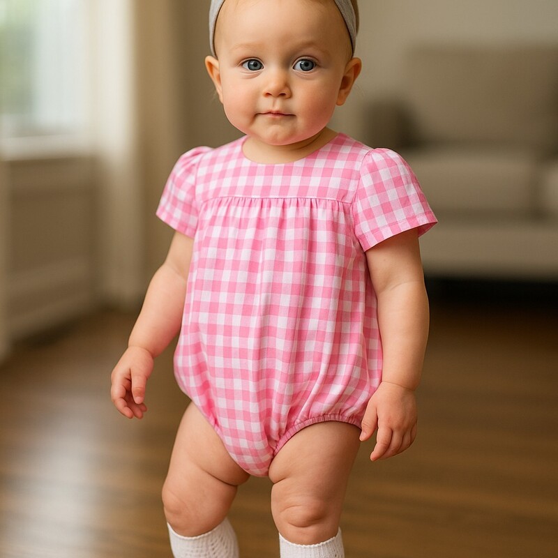 Pink Gingham Summer Romper