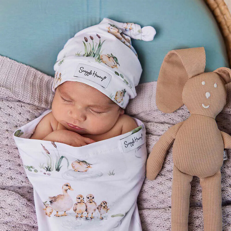 Snuggle Hunny Jersey Wrap Set Duck Pond