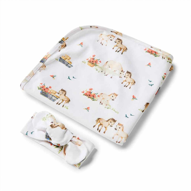 Snuggle Hunny Jersey Wrap Set Pony Pals