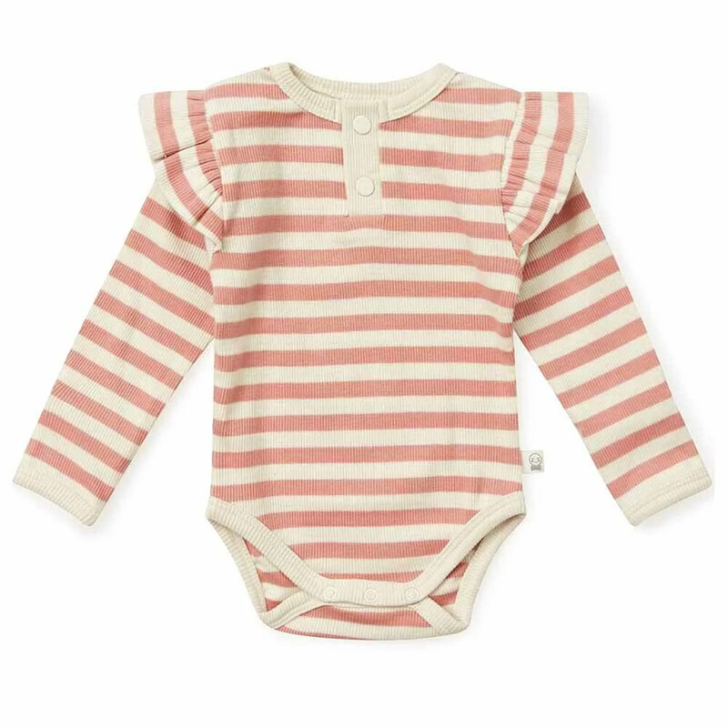 Snuggle Hunny Organic Long Sleeve Bodysuit Rose Stripe