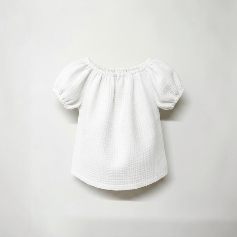 White Short Sleeve Peasant Top